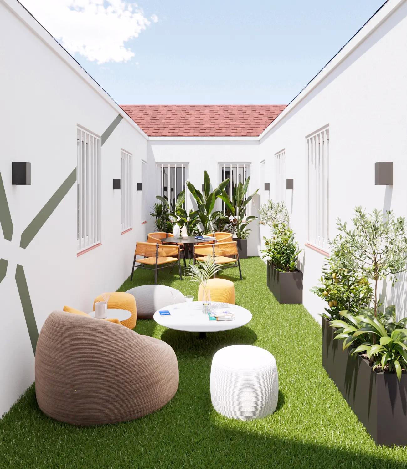 Garden with relaxing area kanso coliving